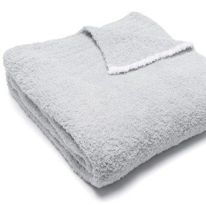 Barefoot Dreams CozyChic Rib Trim Throw Blanket 45" x 60" Ocean White